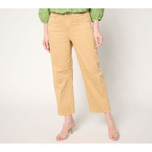 Maya J Women's Pants Sz 14 Ankle Jean Knee Darts Brown A689565